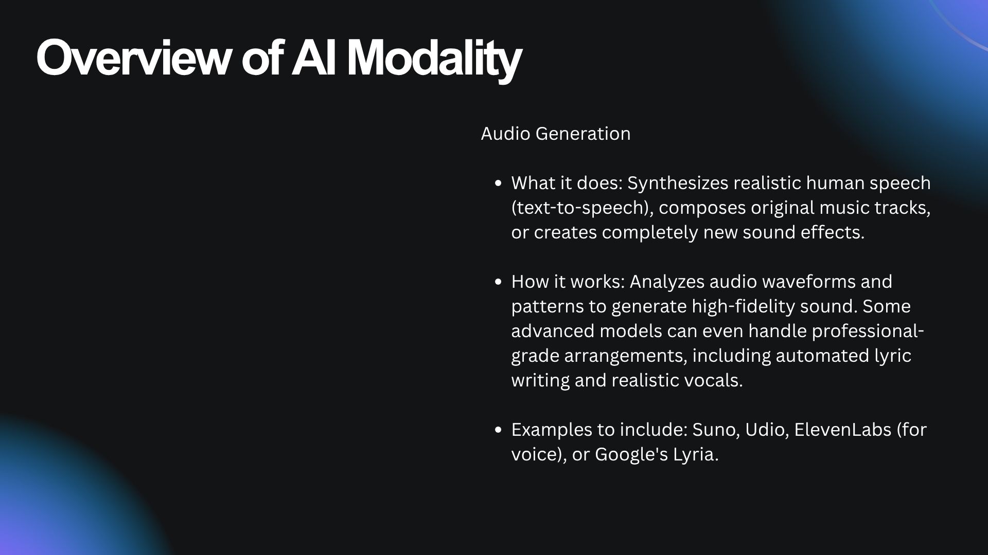 Audio Generation
