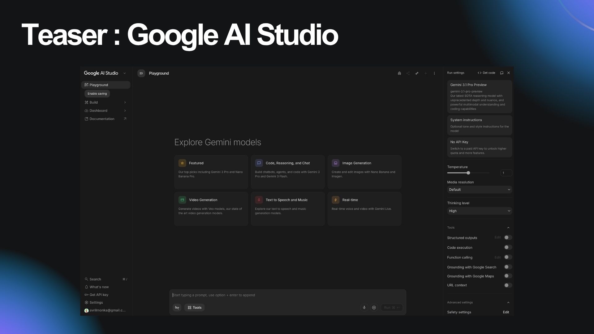 Teaser: Google AI Studio