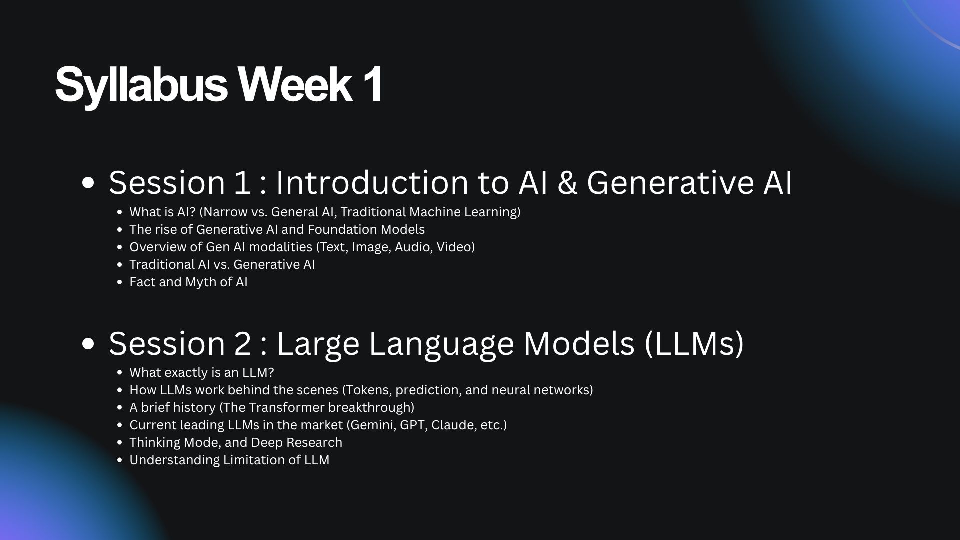 Syllabus Week 1